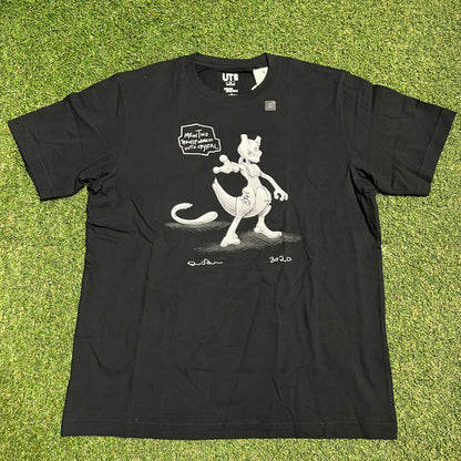 Uniqlo Pokemon Daniel Arsham Mewtwo Black Tee Size Medium NEW x13908