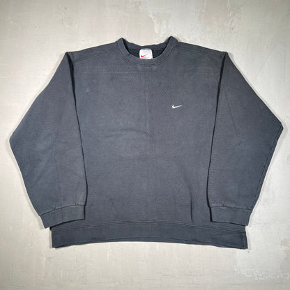1990s Nike White Tag Black Crewneck Size XL USED v19075