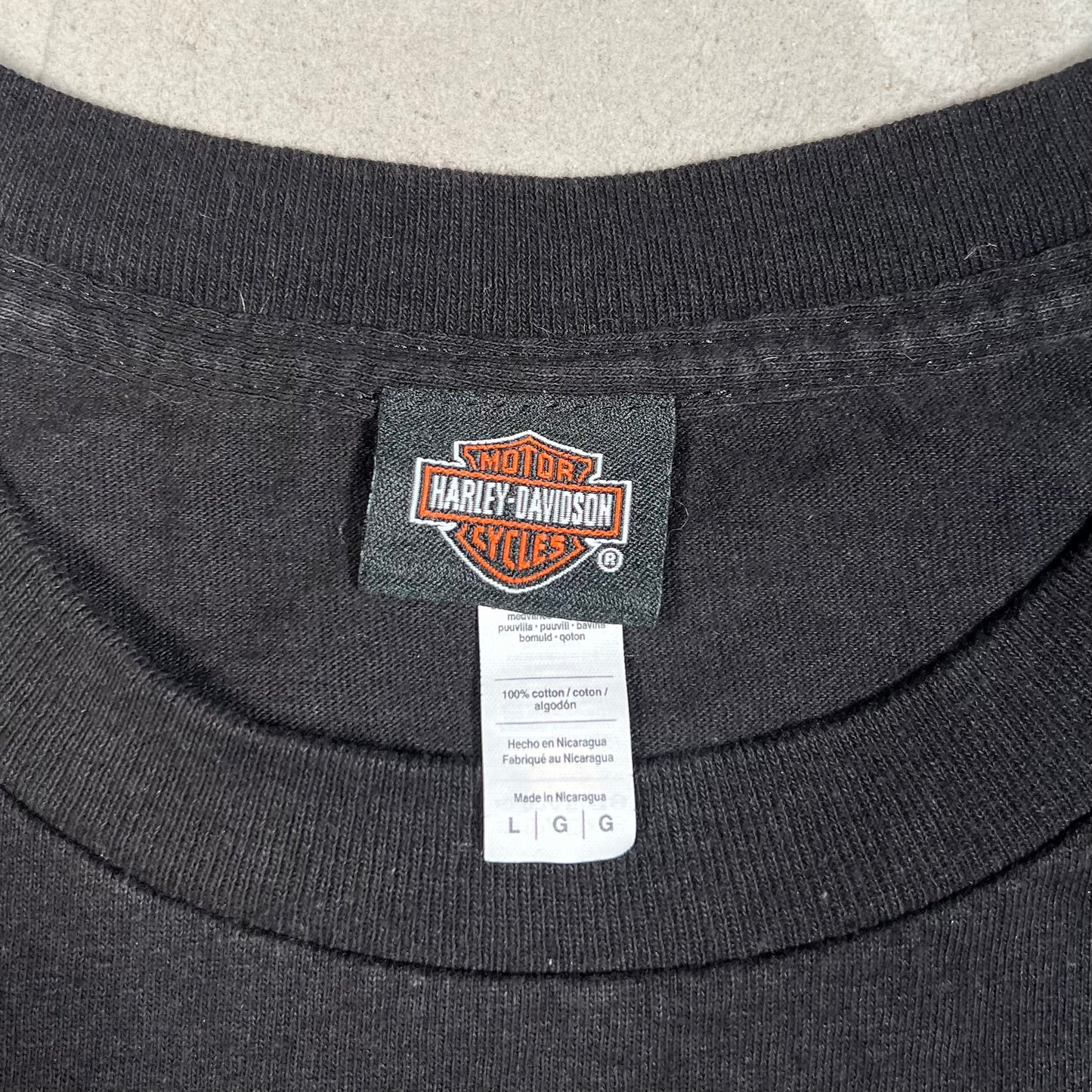 Harley Davidson Wisconsin Black Pocket Logo Tee Size Large USED v19568