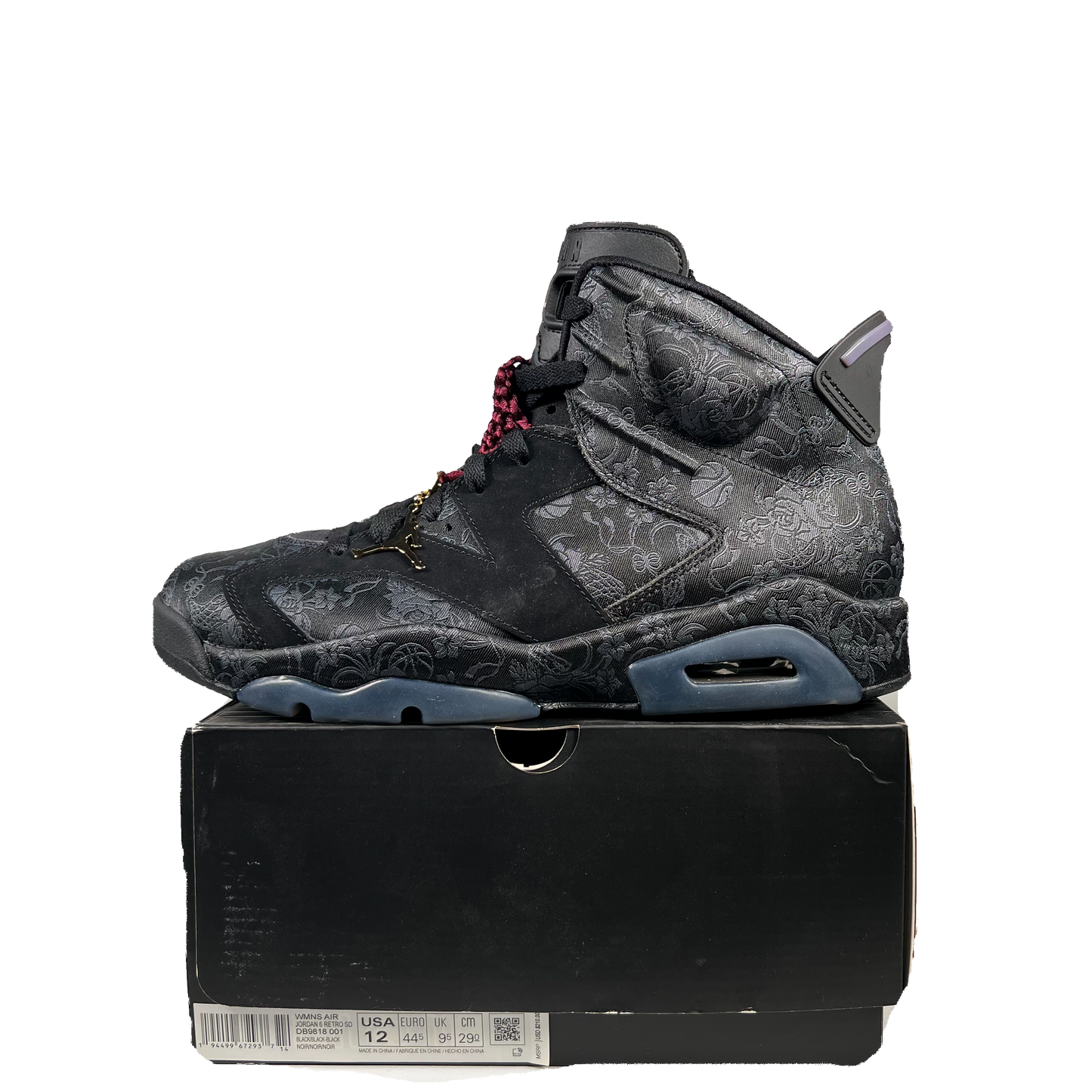 Jordan 6 SD Triple Black (2020) Size 10.5m / 12w NEW s20762