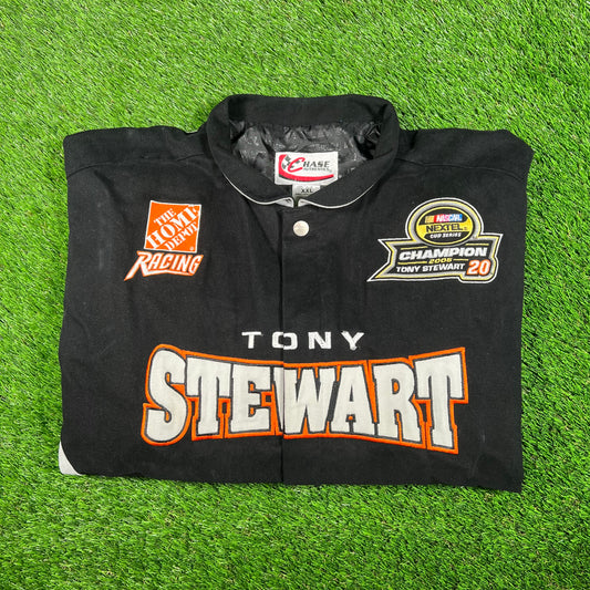 2005 Tony Stewart Black Nascar Jacket Size XXL USED v17598