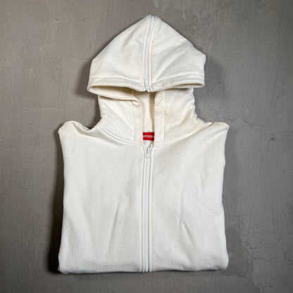 Supreme Split White Zip Up Hoodie Size Medium USED x17627