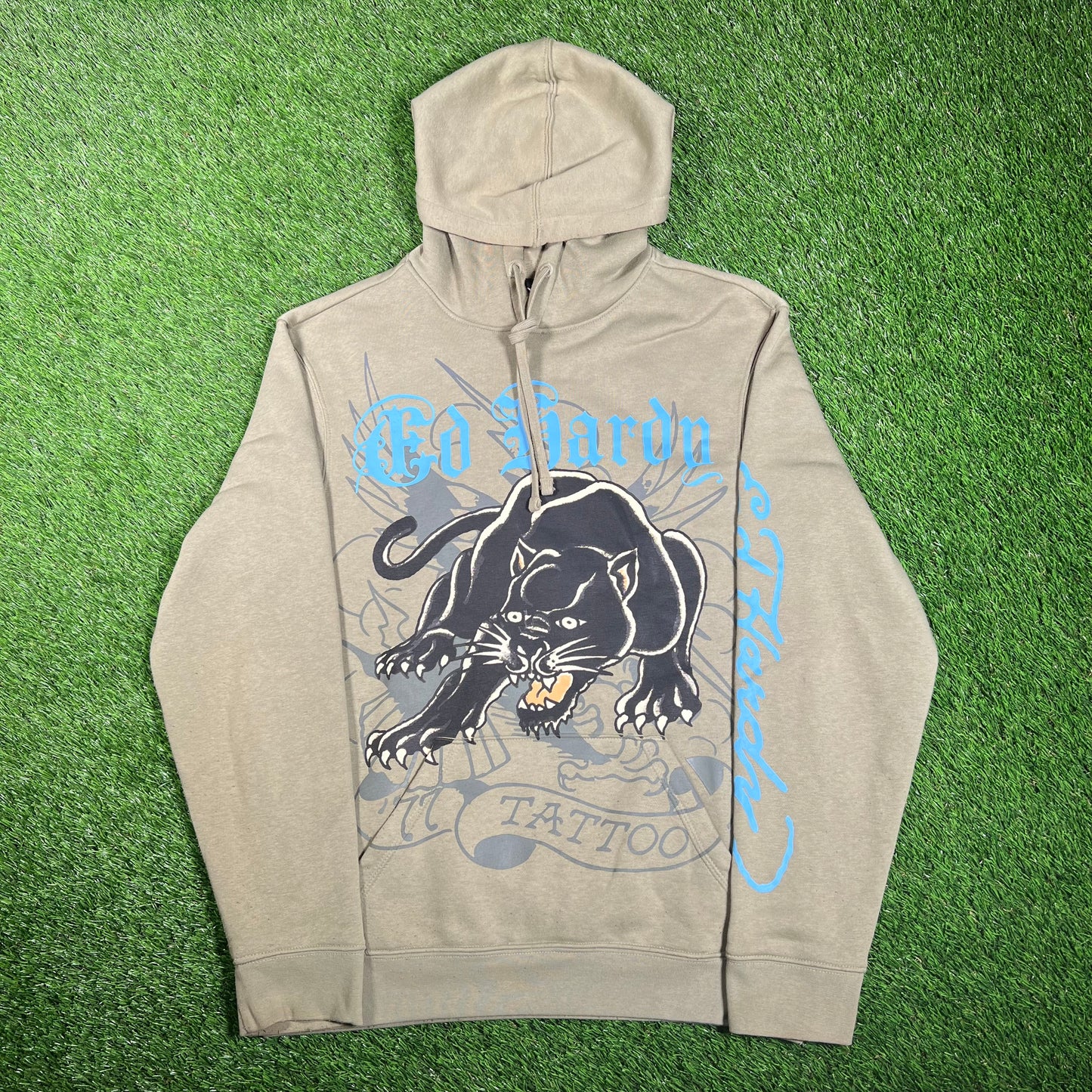 Ed Hardy Olive Panther Hoodie Size Small USED v18171