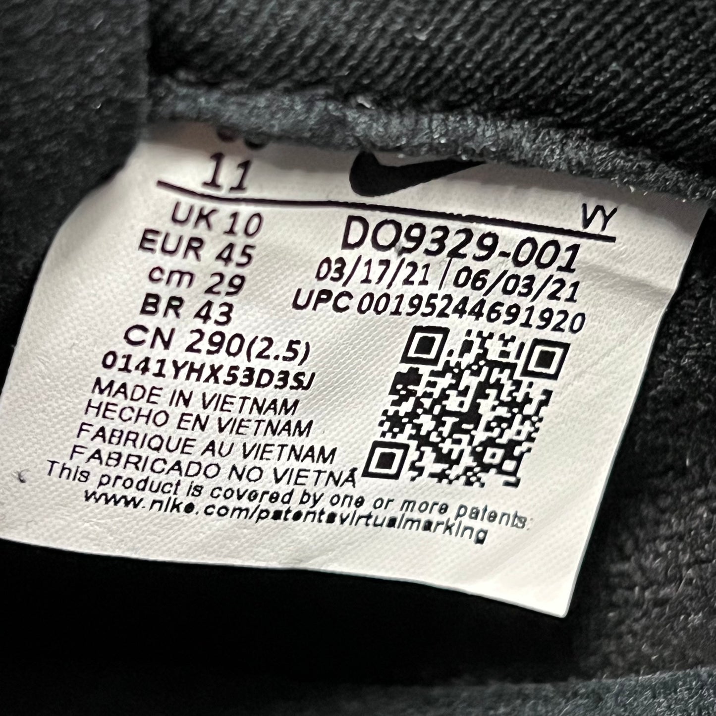 Nike Dunk Low Undefeated "5 On It" Black (2021) Size 11 NEW s19241