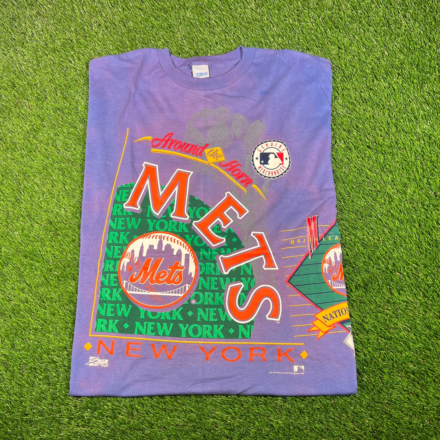 1992 Mets Around The Home Purple Tie Die Salam Tag Tee Size XXL NEW v4241