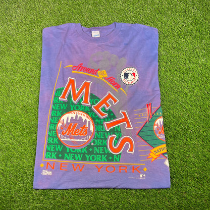 1992 Mets Around The Home Purple Tie Die Salam Tag Tee Size XXL NEW v4241