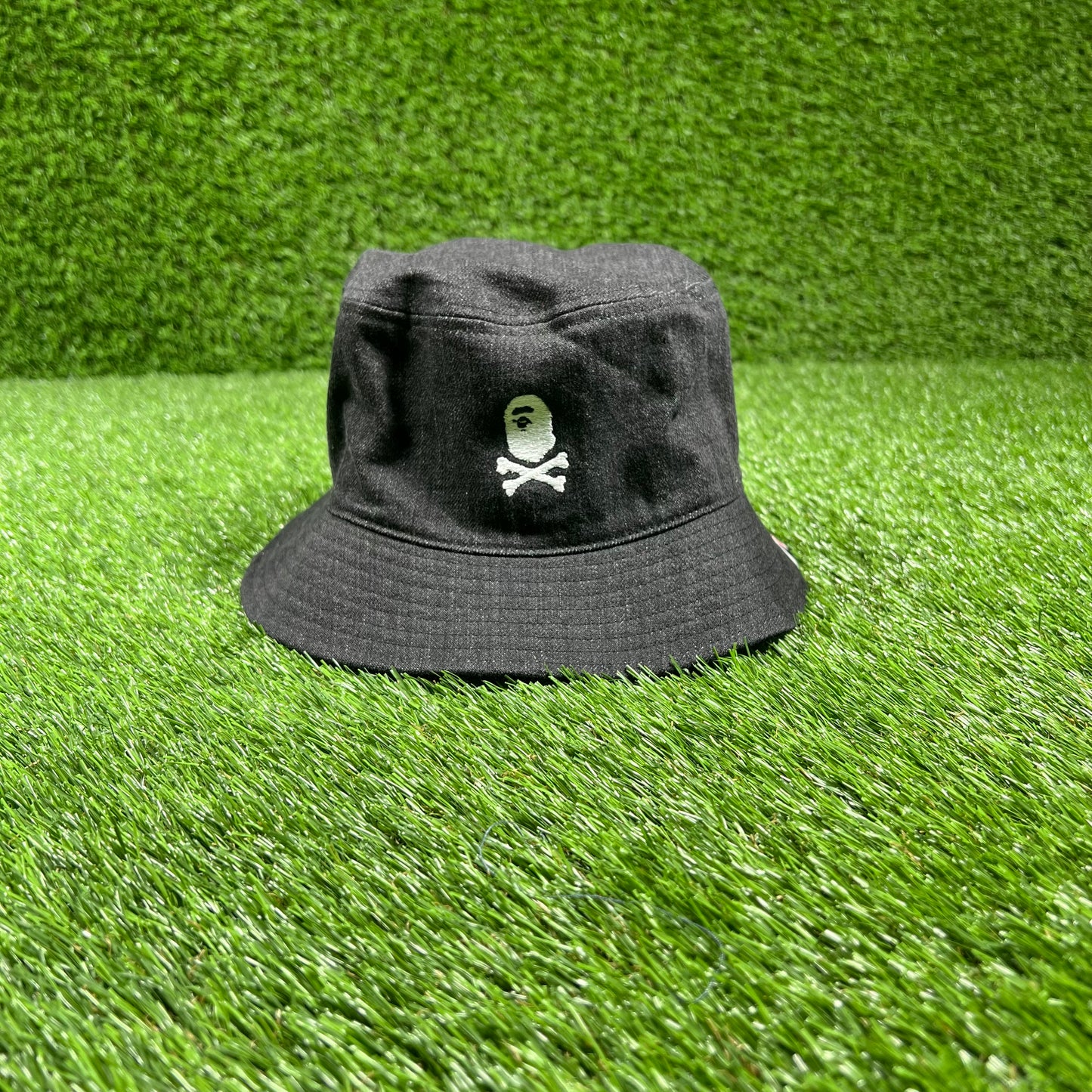 Bape Pirate Black Denim Bucket Hat USED x15135