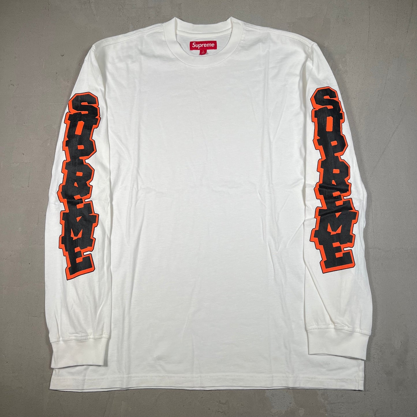Supreme Stacked Logo White Longsleeve Size Large NEW x17425