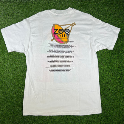 1992 U2 Outside Broadcast Tour White Tee Size Large USED v16612