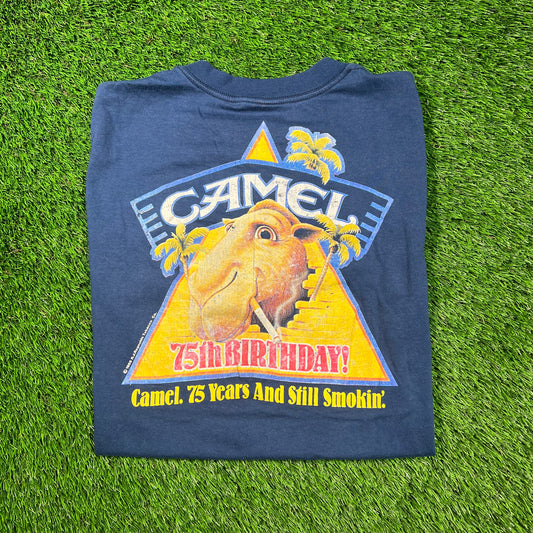 1988 Camel Joe Camel Navy Tee (Back Hit) Size Large USED v18640