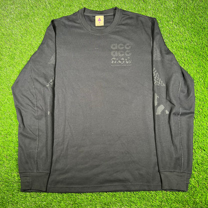 Nike ACG Black on Black Waffle Thermal Longsleeve Size XL USED x14814