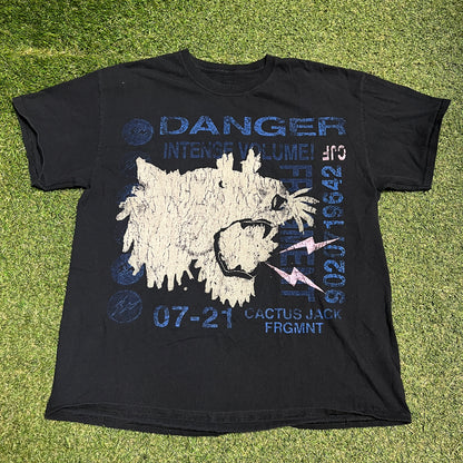 Cactus Jack x Fragment Black "Danger" Tee Size Large USED x13861
