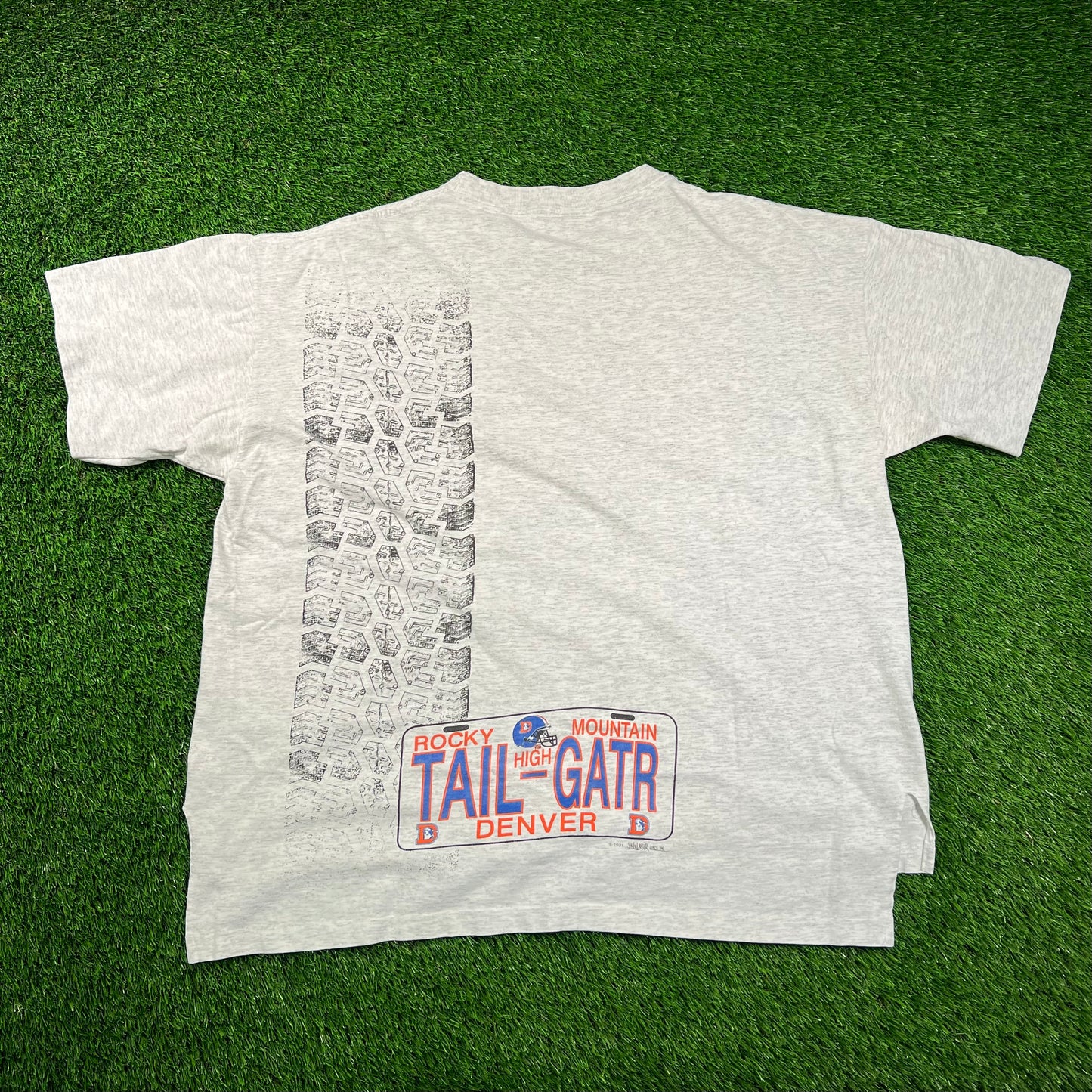 1990s Denver Broncos "Tailgate Team" Grey Tee Size XL USED v18484