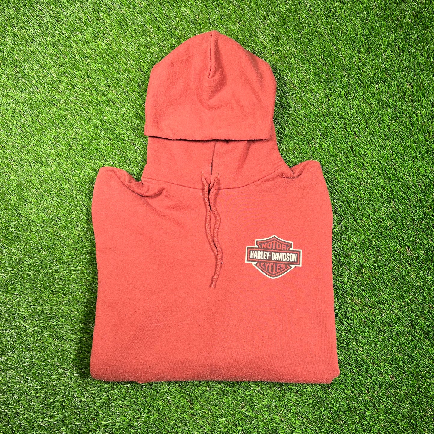 Y2K Harley Davdison Big Logo Brown Hoodie Size Large USED v18784