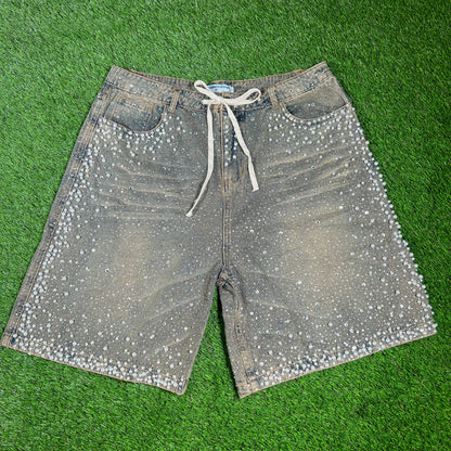 Vale Forever Rainstom Rhinestone Denim Jean Jhorts Size 36 NEW x14274