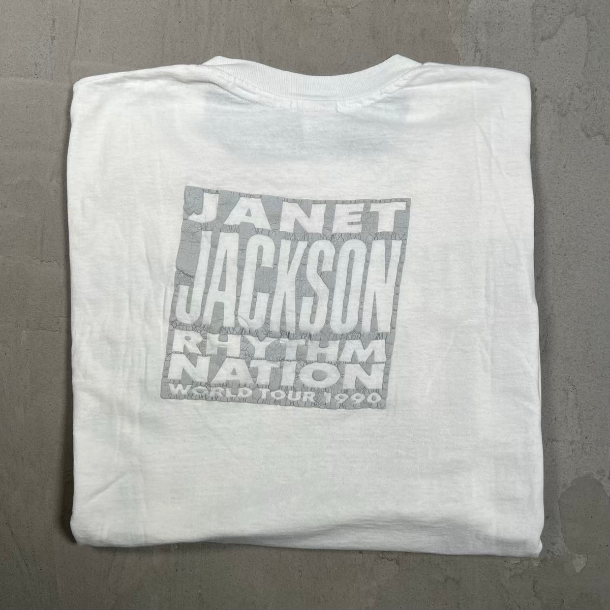 1990 Janet Jackson Rhythm Nation World Tour White Tee Size XL USED v20105