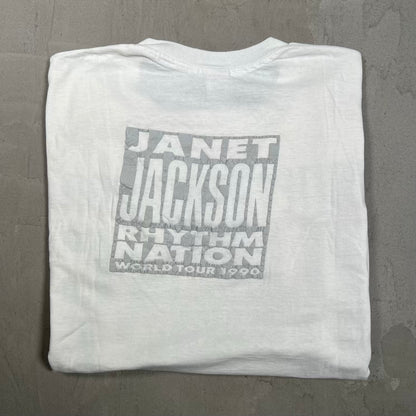 1990 Janet Jackson Rhythm Nation World Tour White Tee Size XL USED v20105