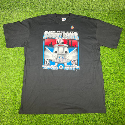 2000 Subway Series Yankees Mets Black Tee Size XXL NEW v16556