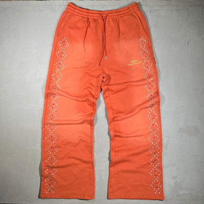 HMDD "Happy Memories" Orange Rhinestone Sweatpants Size XXL NEW x18460