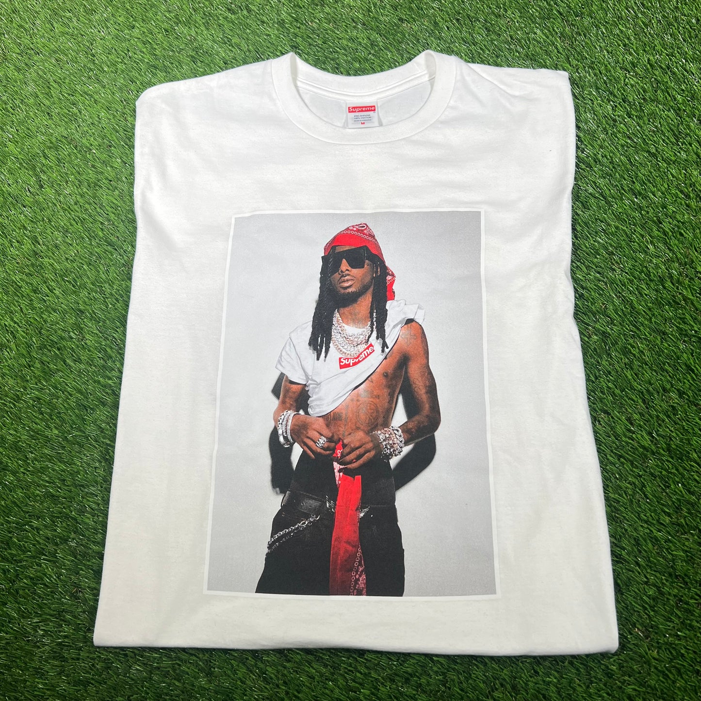 Supreme Playboi Carti White Tee Size Medium USED x14862