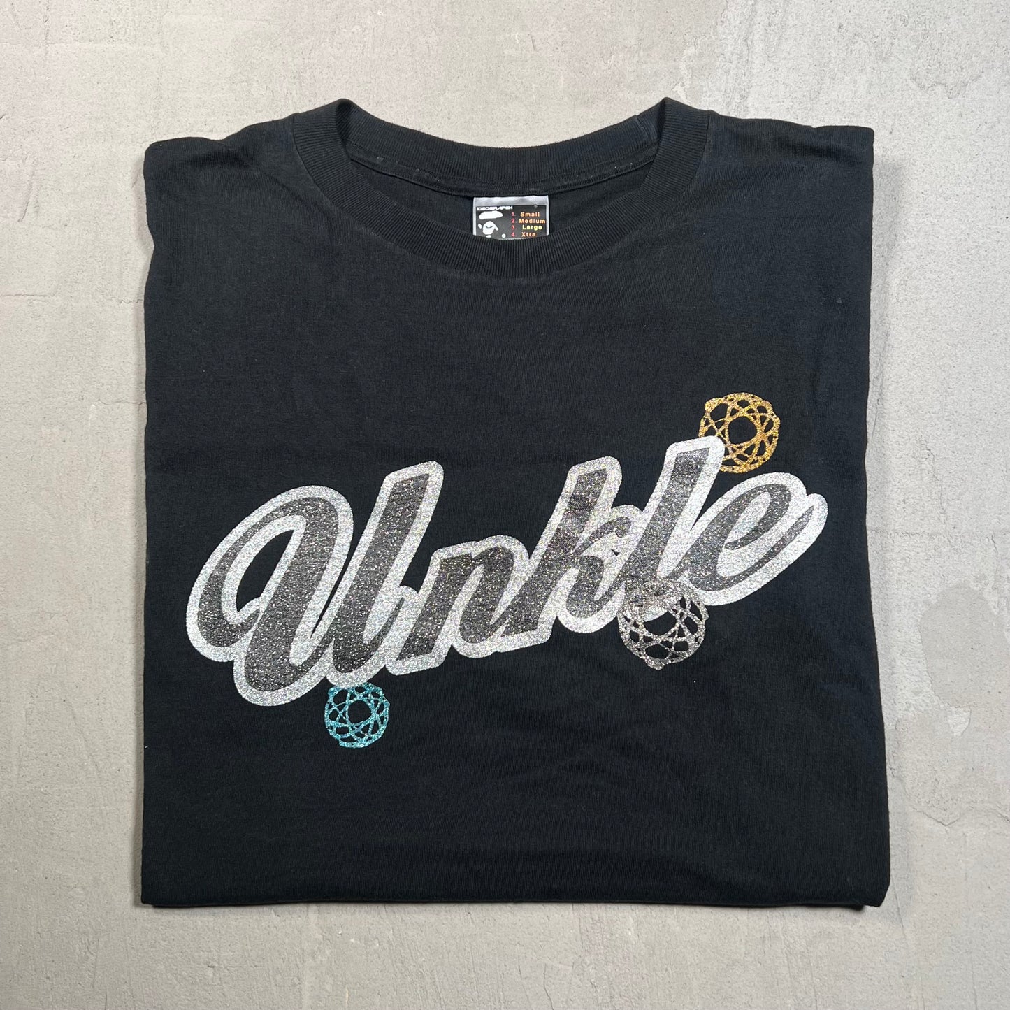 Bape x Unkle Glitter Black Tee Size Large USED x1537