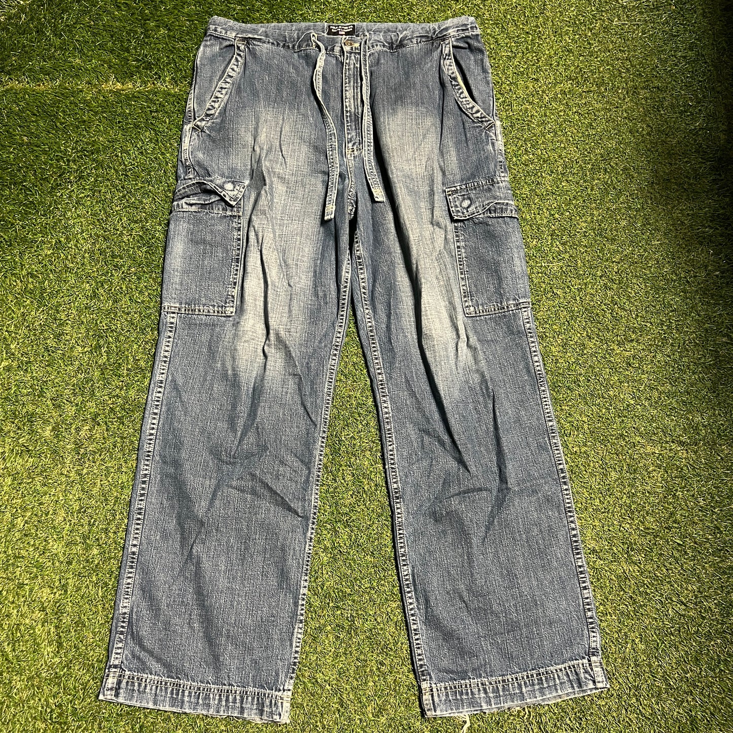 1990s Polo Jeans Co Blue Cargo Jeans Size Large USED v15920
