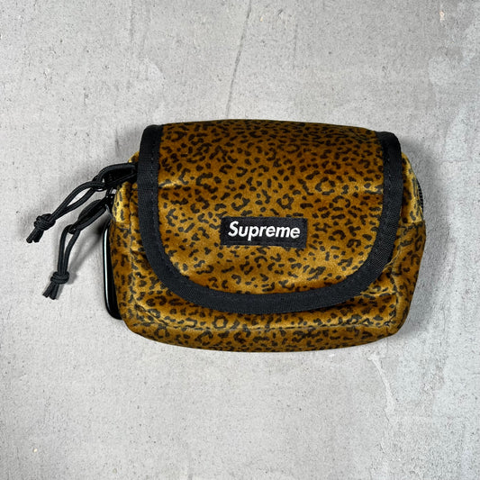 Supreme Velvet Mini Leopard Zip Bag USED x17593