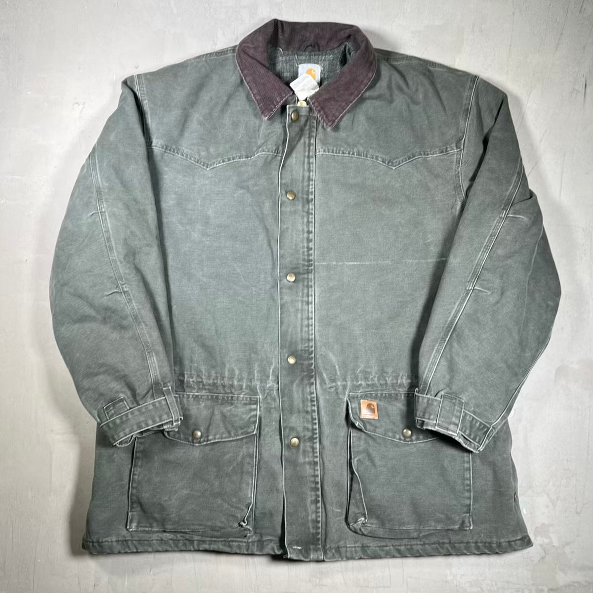 1990s Carhartt Moss Green Blanket Lined Barn Chore Coat Size XXL USED v20200