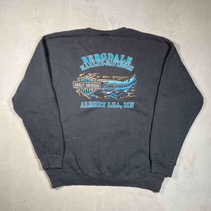 1990s Harley Davidson Flame Crewneck Black Size Large USED v19510