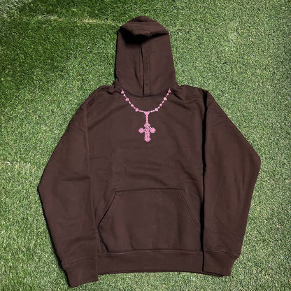 Warren Lotas Embroidered Cross Brown Hoodie Size XL NEW X13417