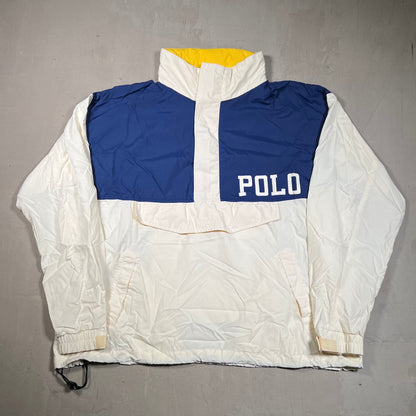 1990s Polo Ralph Lauren Colorblock White Anorak Jacket Size Large USED v19351