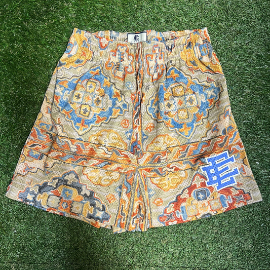 Eric Emanuel Blue Logo Rug Pattern Shorts Size Medium USED x14036