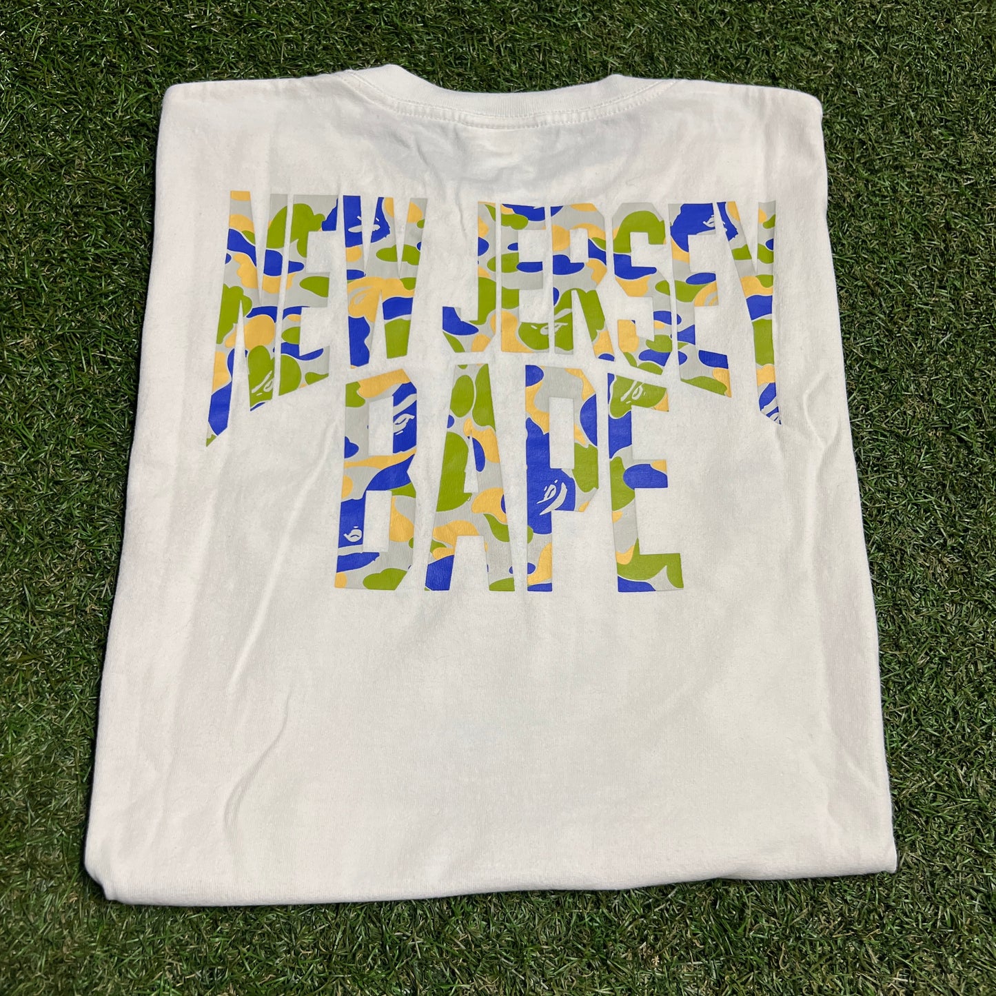A Bathing Ape New Jersey Bape White Tee Size Large USED x14006