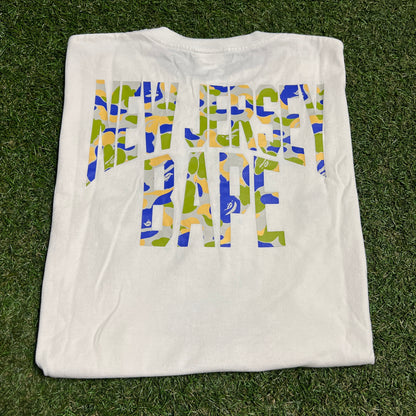 A Bathing Ape New Jersey Bape White Tee Size Large USED x14006