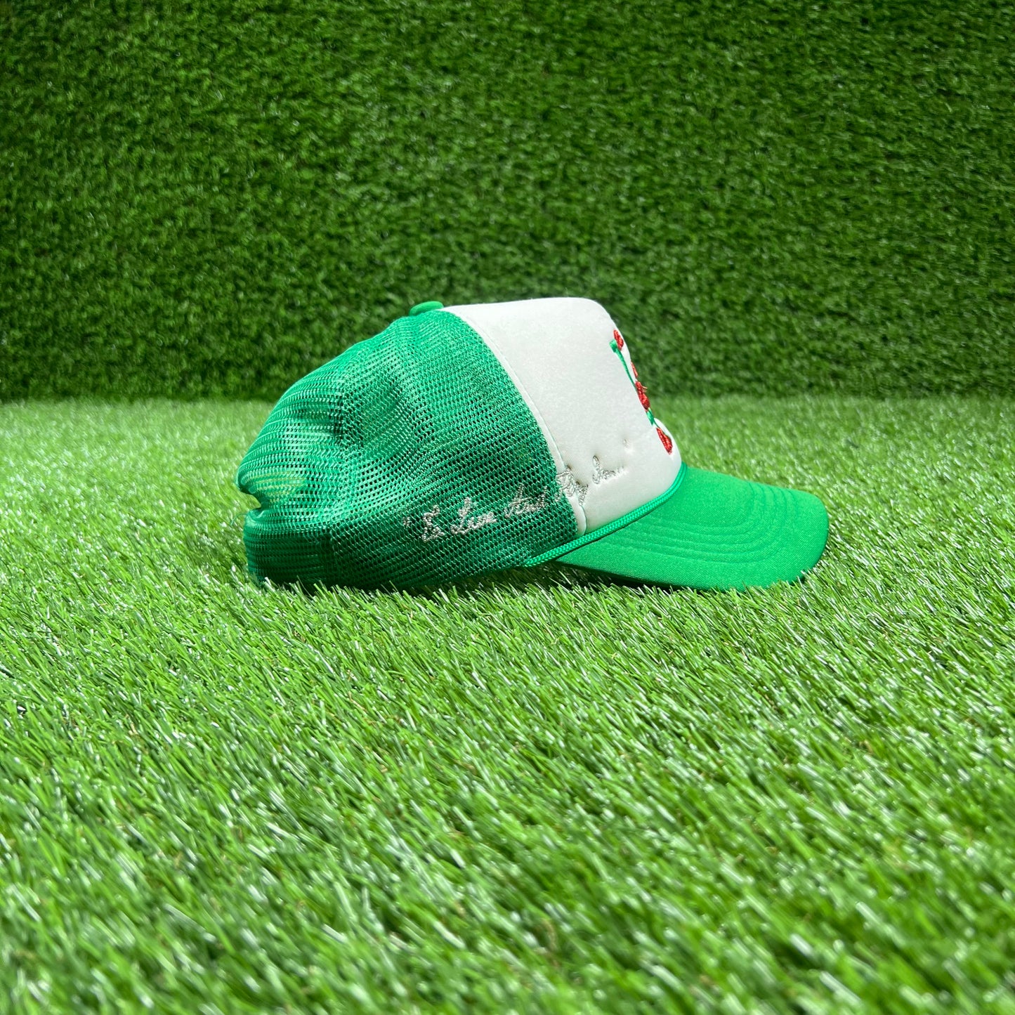 La Ropa Kisses Green Trucker Hat USED x15183