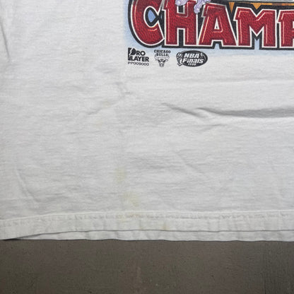 1998 Chicago Bulls Cartoon "6" White Tee Size XL USED v18971