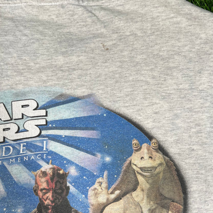 Y2K Star Wars Episode The Phantom Menace Grey Tee Size XL USED v16674