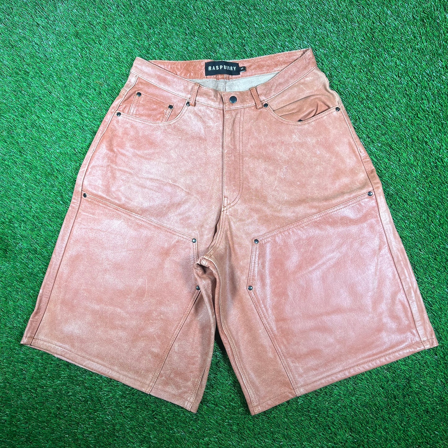 GV Gallery Raspberry Peach Leather Brown Shorts Size Small NEW x15636
