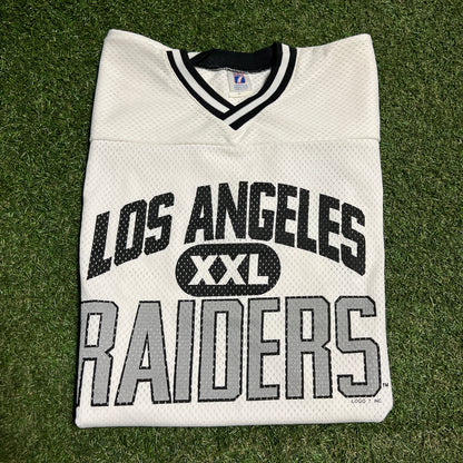 1990s Los Angles Raiders Logo 7 Tag White Jersey Size Medium USED v16494