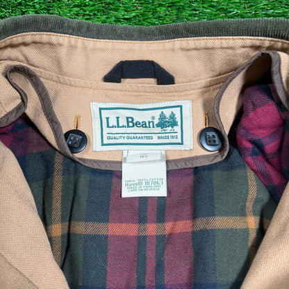 1990s LL Bean Flannel Lined Duck Hunting Tan Canvas Jacket Size XL USED v18257