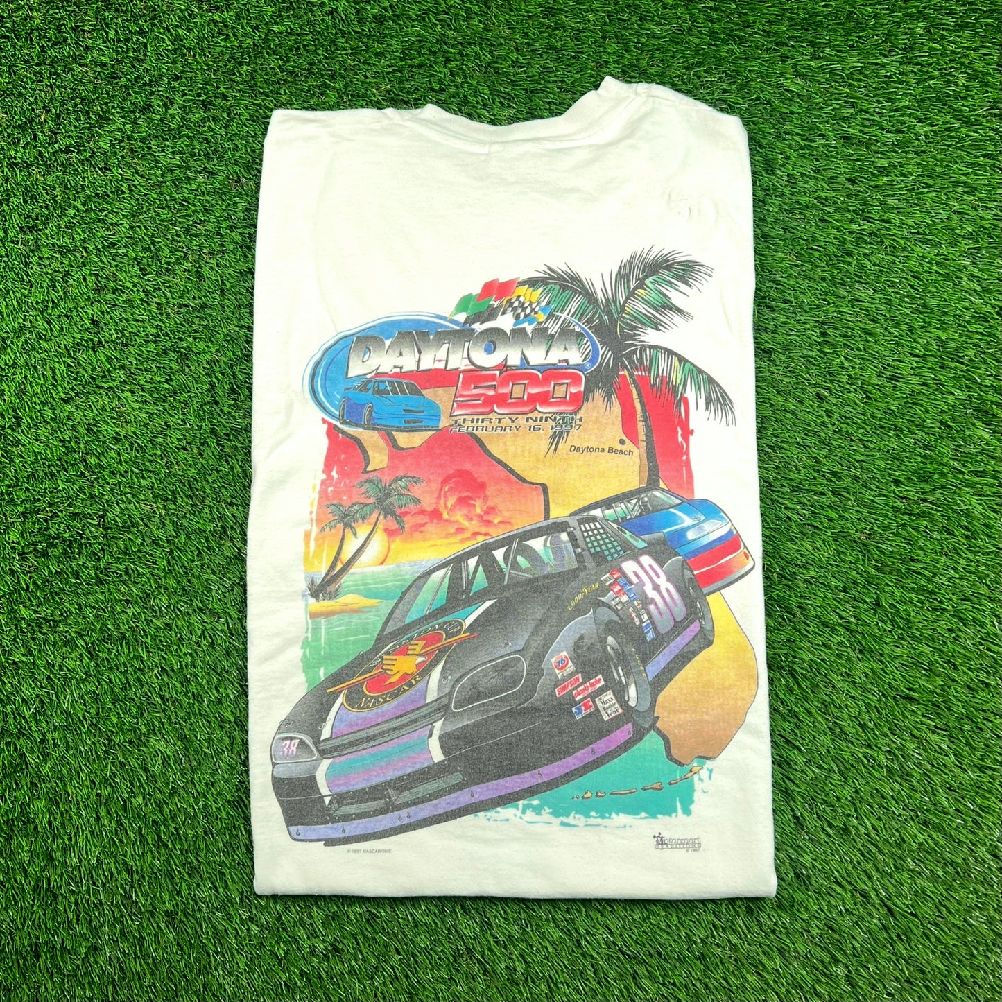 1997 Daytona 500 Dale Earnhardt's #3 White Tee Size XXL USED v18491