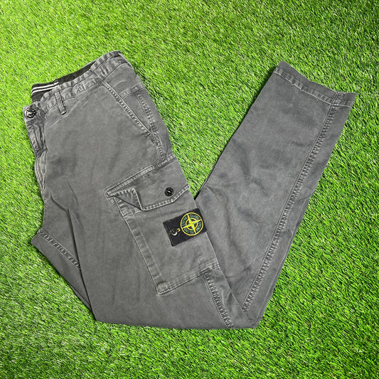 Stone Island Grey Compass Motif Cargo Pants Size 33 USED x15918