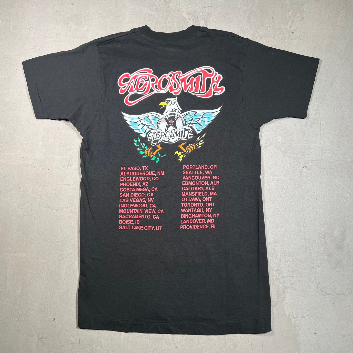 1993 Aerosmith Aero Force One Tour Black Tee Size Large USED v16633