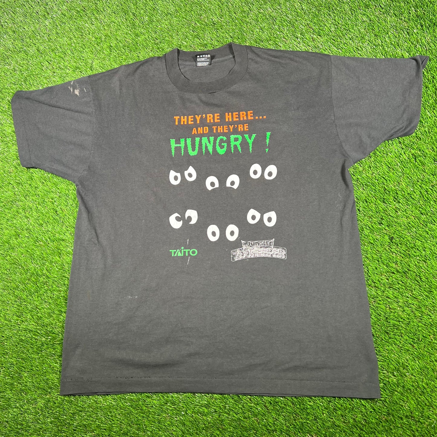1990s Jungle Zookeeper Hungry Black Tee Size XL USED v17219