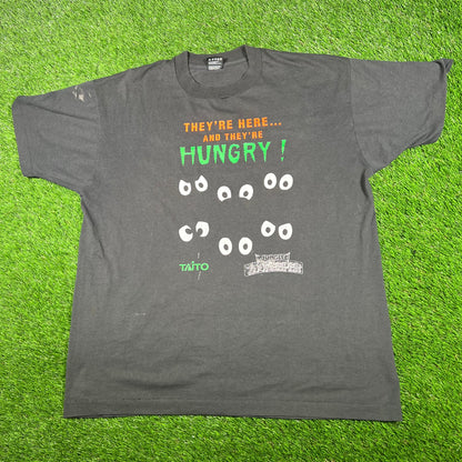 1990s Jungle Zookeeper Hungry Black Tee Size XL USED v17219