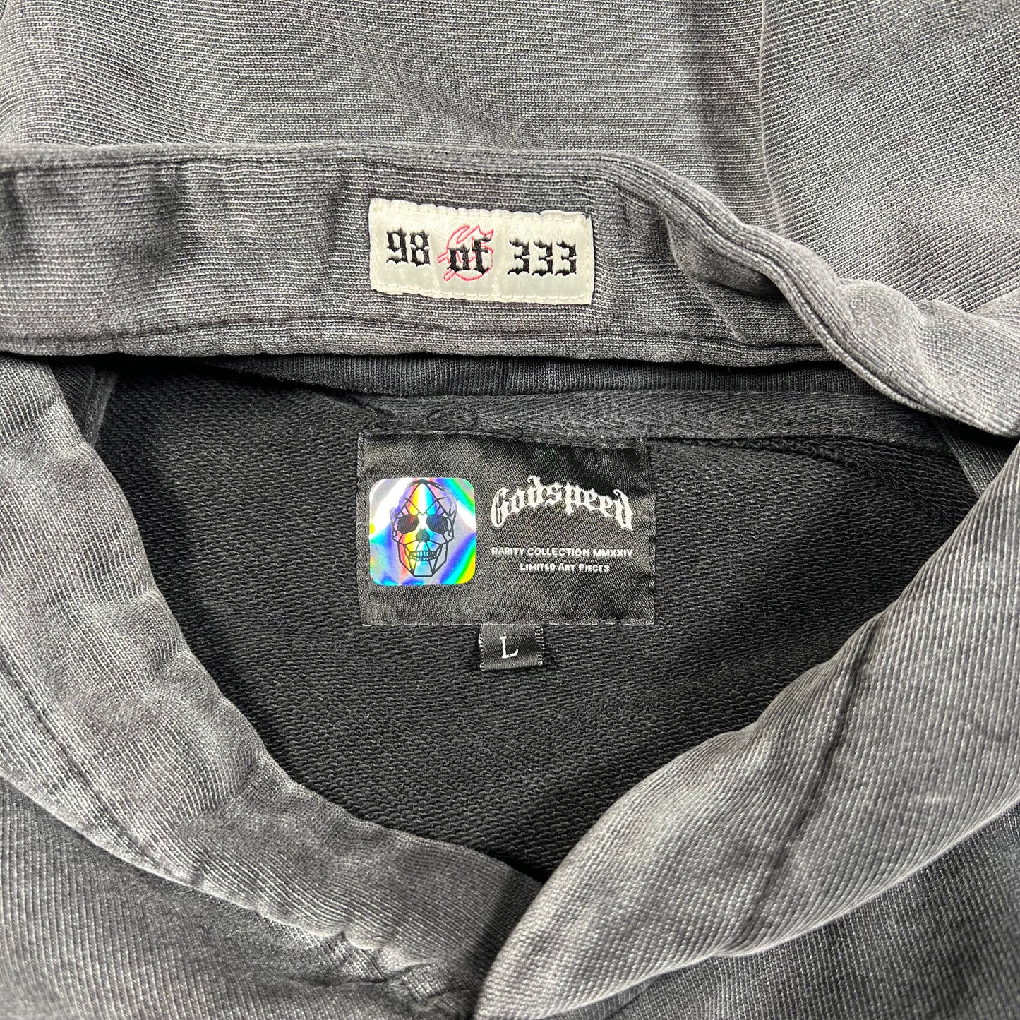 God Speed Racer Goldie Hoodie Black Wash Size Large USED X16944
