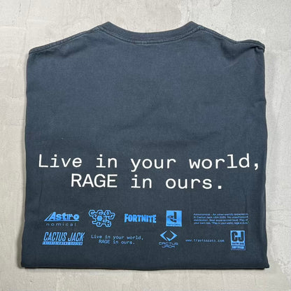 Cactus Jack Playstation Fortnite Black Smiley Tee Size Large USED x18406