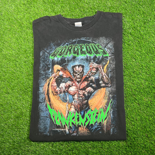 Y2K Gorgeous Frankenstein Black Metal Tee Size XXL USED v18160