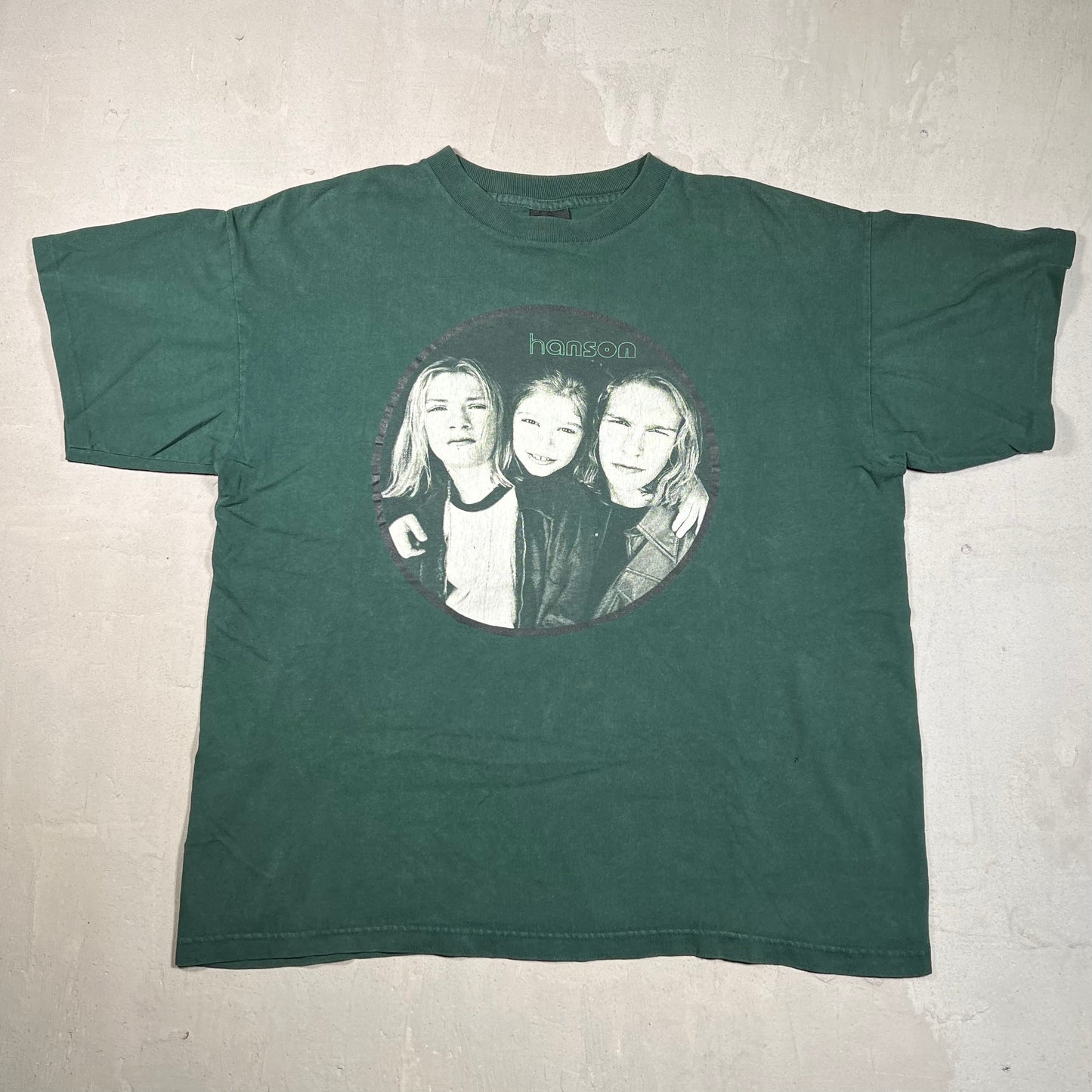 1990s Hanson Green Band Tee Size Large USED v19477