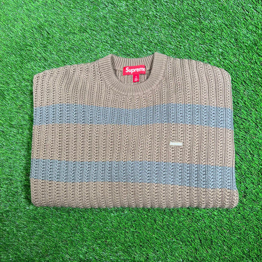 Supreme Loose Gauge Stripe Small Box Sweater Khaki (2025) Size Small NEW x15648
